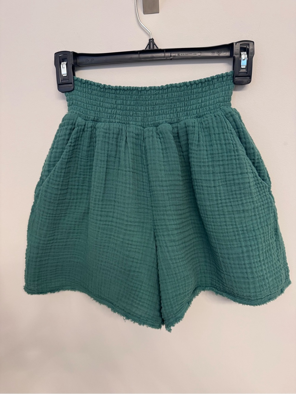 Michael Stars Kelly Green Smocked Waist Gauze Shorts